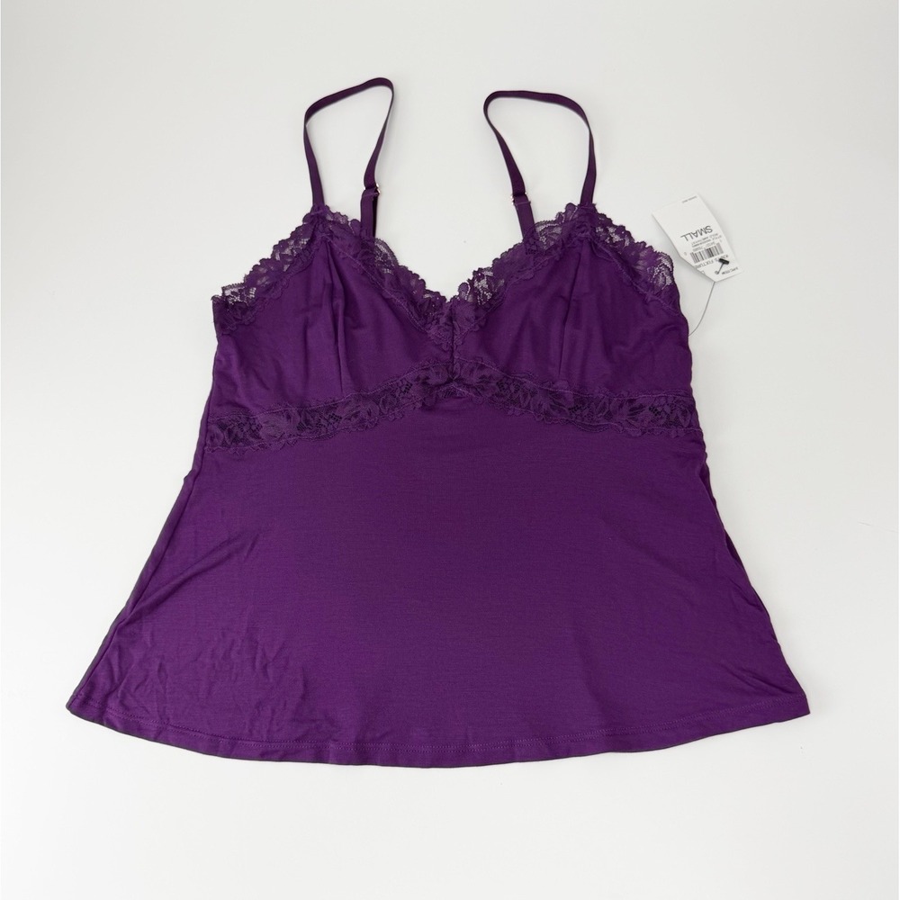 INC Shirt Womens Small Purple Camisole Lace Trim Cami Tank Top NWT